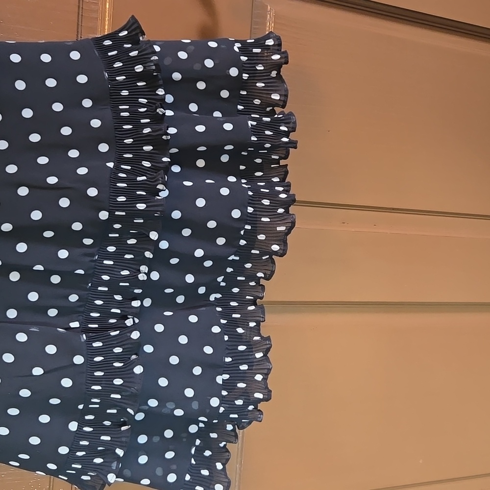Keepsake-Blk/white polka dot dress with ruffled sleeves & skirt Sz M/L - Picture 4 of 9
